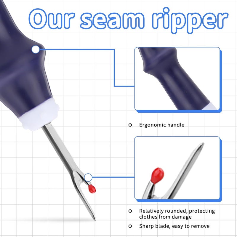 SOCNITC 65 PCS Seam Ripper Thread Cutter Stitch Remover Kit, Ergonomic Grip Seam Ripper Set, Colorful Large Thread Stitch Remover Tool with Tailors Chalks, Handy Stitch Rippers for Sewing Crafting Removing - Image 3